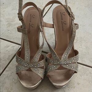 Lauren Lorraine Sparkling Gold Heels